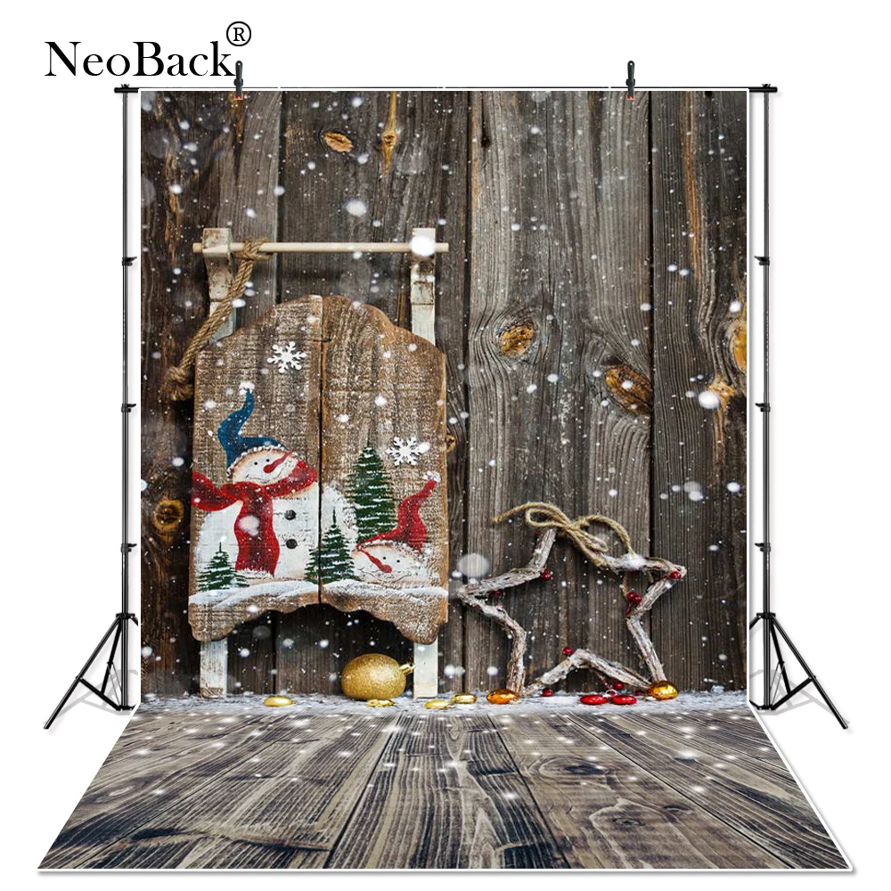 

Thin Vinyl Christmas Snow Wood Wall Floor Photographic Backgrounds Vintage Holiday Children Photography Studio Photo Backdrops