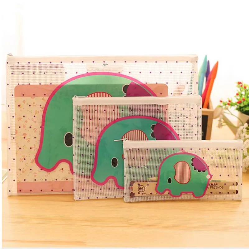 

2019 New Arrival 1 Piece PVC Pencil Case Cute Cartoon Elephant Squirrel Sika Deer Students School Supply Pencil Case Stationary