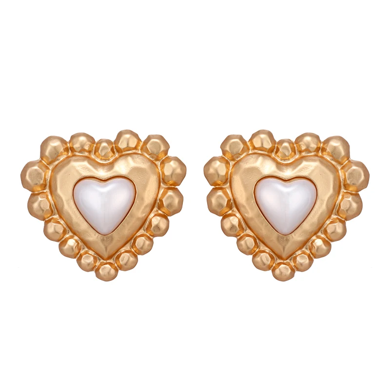Yhpup винтажные милые геометрические серьги-гвоздики в форме сердца из цинкового сплава, массивные золотые серьги для женщин, вечерние серьги в виде букле d'oreille femme