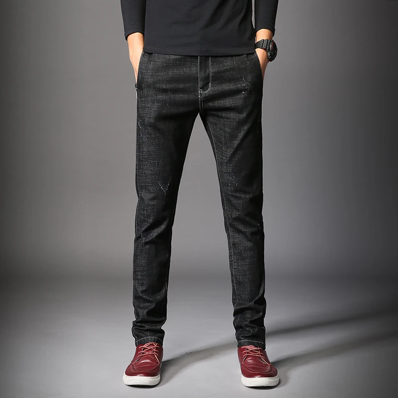 Men's Denim Trousers Spring Autumn Male Brand Fashion Slim Solid Color
