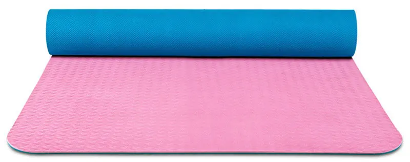 183 см * 61 см * 6 мм TPE коврик для йоги двухсторонний коврик утолщенный коврик для занятий фитнесом, йогой бодибилдинг с сетчатой сумкой +