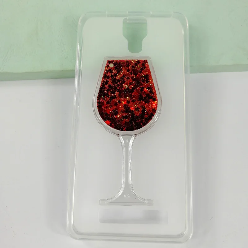 

New Quicksand Rhinestone Red Wine Glass Pattern Protective Case For DEXP Ixion MS650 Cover Soft TPU Silicone Back Cover