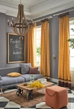 Luxury wedding curtains brand cotton and linen curtains quality plain window curtains for living room custom made door curtain