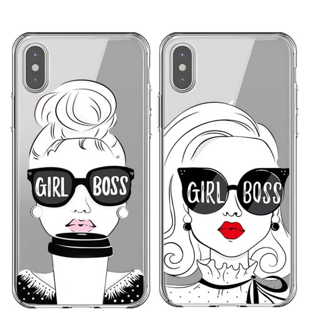 

Luxury Brand Best Friends Girl Boss Soft Phone case for iphone X XS Max XR Sexy lips Back Cover For iPhone 5 5s SE 6 6s 7 8 Plus