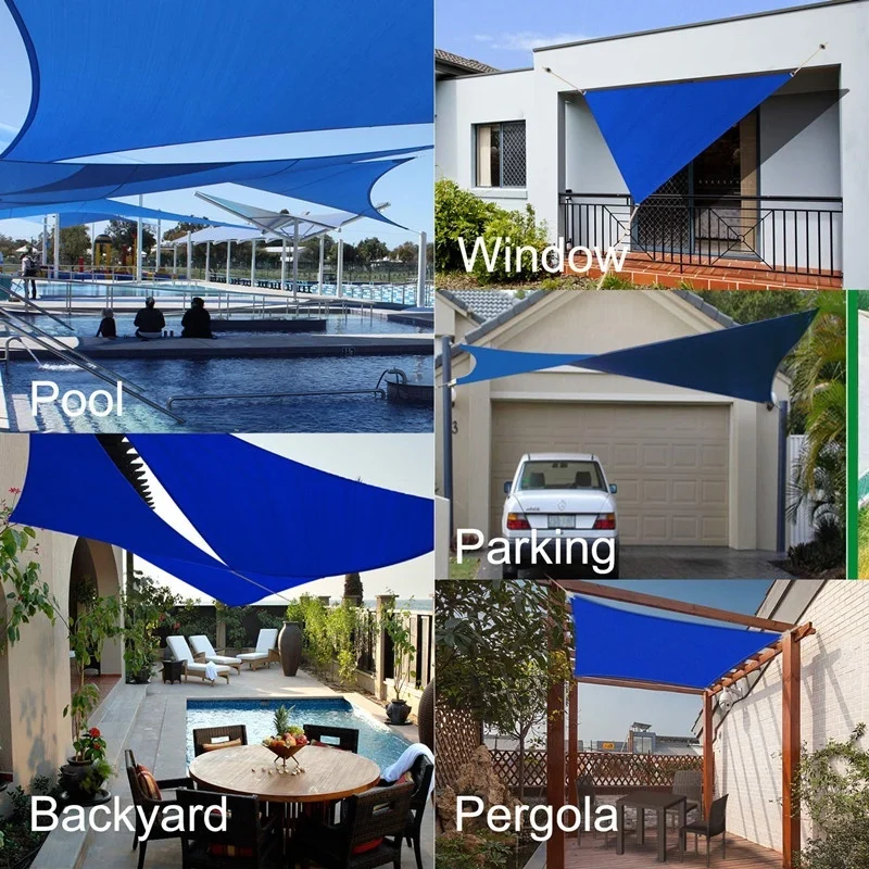 4M Garden Patio Pool Shade Sail Waterproof Triangular UV Sun Shelter Patio Canopy Garden Sun Shade Awning Camping Picnic Tent