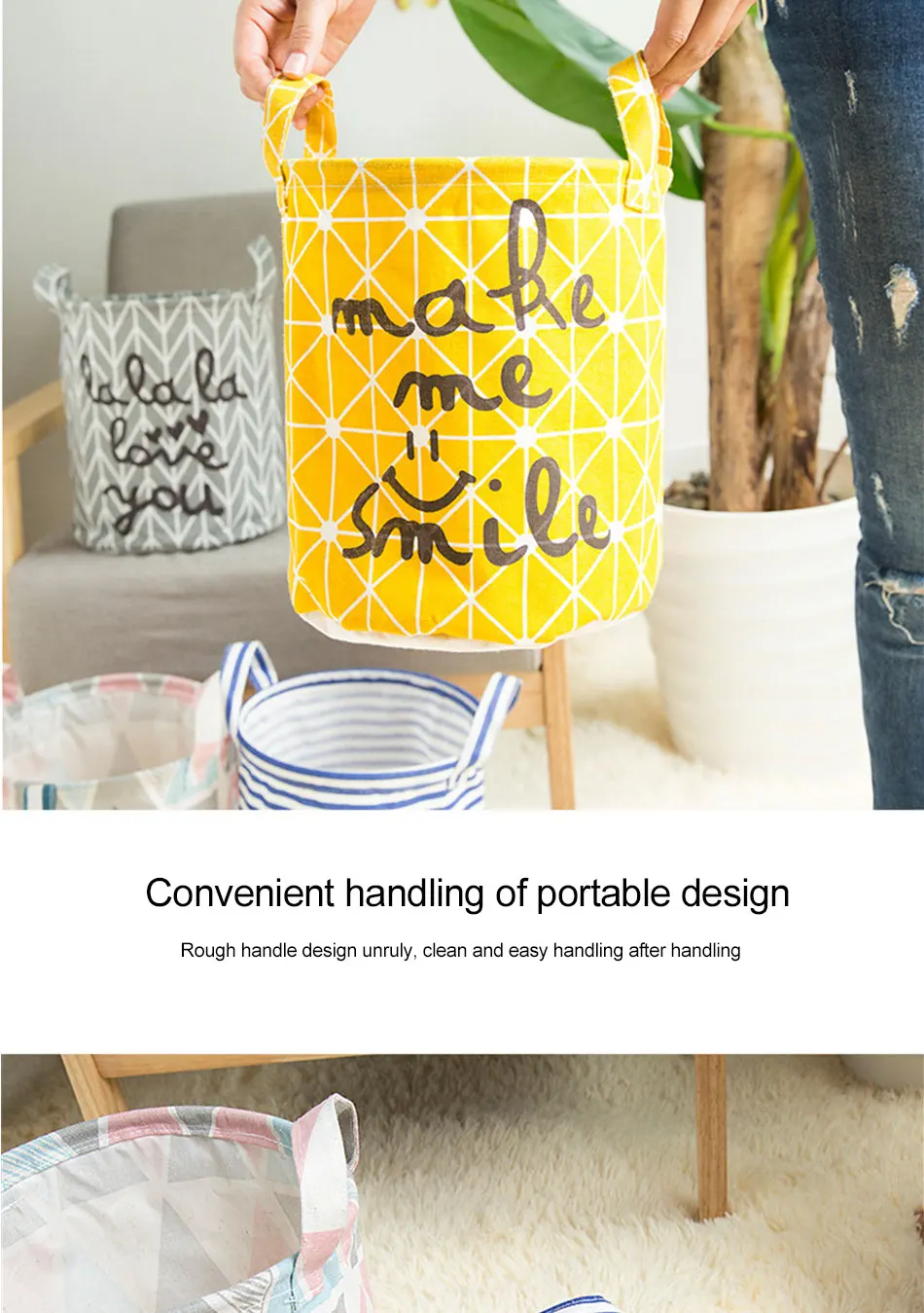 Storage Baskets Folding Laundry Basket Yellow Arrow Couple Linen Washing Clothes Barrel Bags With Handles Kids Toys Hamper Bag (6)