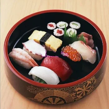 

Hot Sale Top Fashion Eco-friendly Bamboo Arancinotto Sushi Set Onigiri Japanese Sushi Sashimi Dish Barrel Dessert Plate