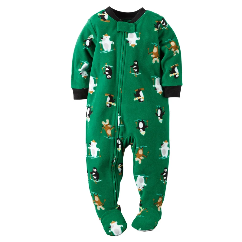 Children Boy Girl Fleece Footies Pajamas Newborn Baby Microfleece
