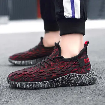

Spring Cool Black Men'S Shoes New Sports Light And Breathable Flyknit Men'S Shoes Trend Versatile Casual Running Shoes Male