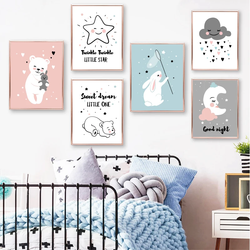 cute animals print kids room decoration