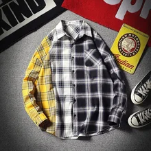 2018 Autumn Casual Plaid Turn Down Collar Long Sleeve Schoolboy Black Men Shirt Contrast Color Stripe Cotton Camisa Large Size 2018 Autumn Casual Plaid Turn Down Collar Long Sleeve Schoolboy Black Men Shirt Contrast Color Stripe Cotton Camisa Large Size