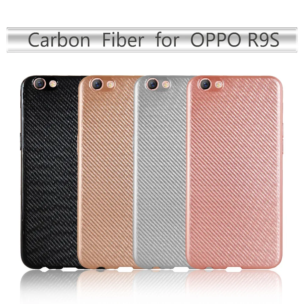 Carbon Fiber Soft Silicone TPU Back Cover Case For Oppo R9s |