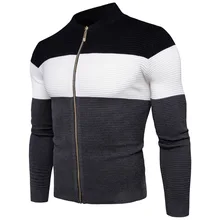 Кошелек на молнии, мужской кардиган, свитер, Модный черный и серый цвет соответствия мужской свитер