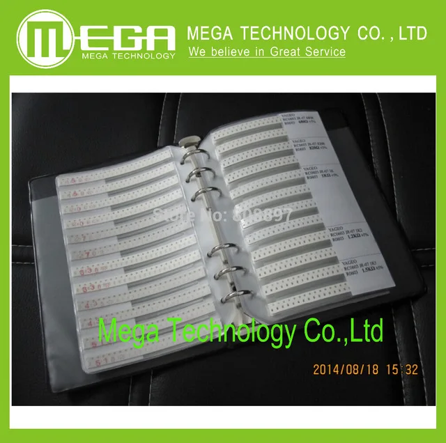 

5% 0805 SMD Resistor sample book, 177 values X 50pcs=8850pcs, Samples kit