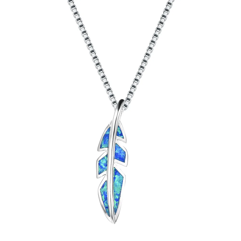 

European and American Fashion 925 Opal Leaf Necklace