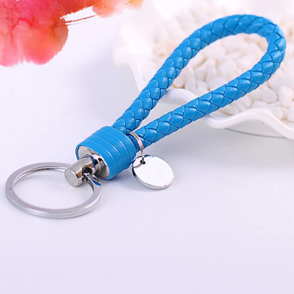 

Multicolor High Quality Braided Leather Cord Key Chain Metal Keychains For Lovers Brithday Gift Key Ring Trinket Keychians
