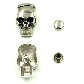 

20Sets Antique Silver Tone Punk Skull Skeleton Garment Rivets Spike Studs Spots 22x14mm