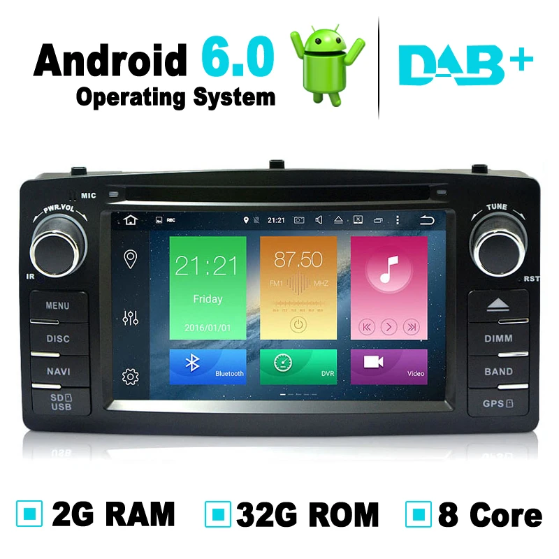Best Octa Core,2G RAM,32G ROM,Android 6.0 Car GPS Navigation System DVD Player Radio Stereo Media For BYD F3 For Toyota Corolla E120