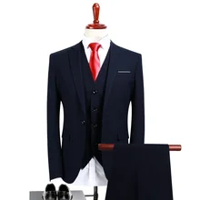 PEORCHID, темно-синий костюм, одежда для жениха, мужской смокинг, 3 предмета, торжественное платье для мужчин,, костюмы для зауженного кроя, мужской костюм