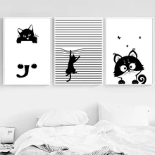 Black White Cat Wall Art Canvas Painting Nordic Posters And Prints Animal Wall Pictures Kids Baby Room Scandinavian Home Decor Black White Cat Wall Art Canvas Painting Nordic Posters And Prints Animal Wall Pictures Kids Baby Room Scandinavian Home Decor