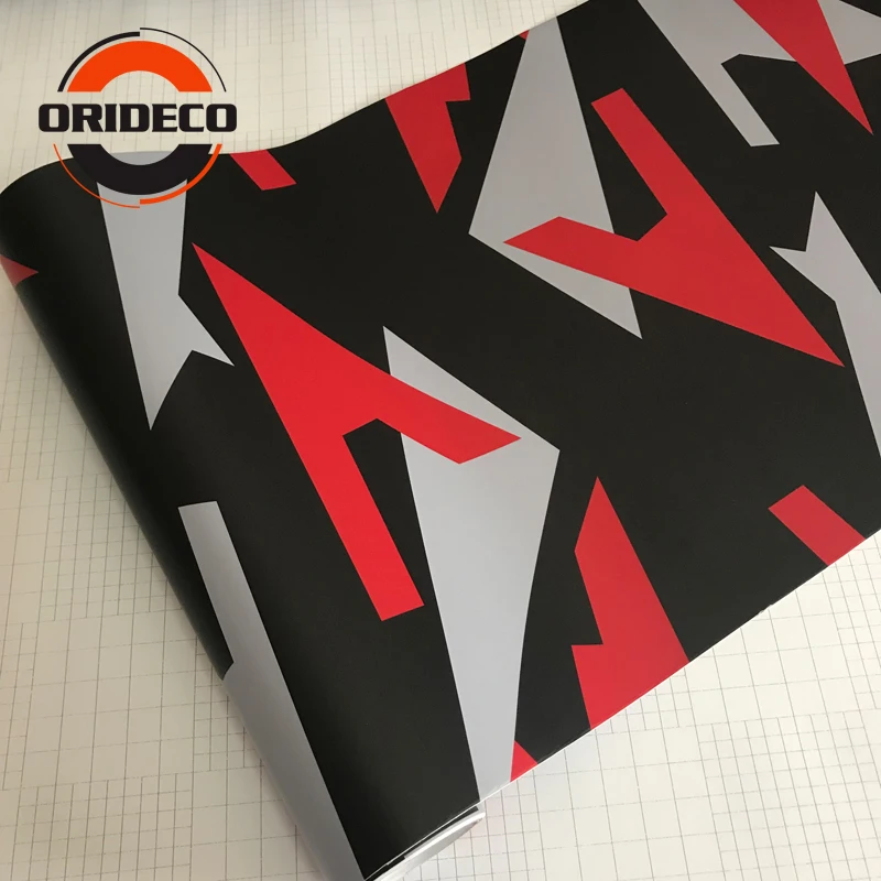 red black gray camo vinyl car wrapping 6