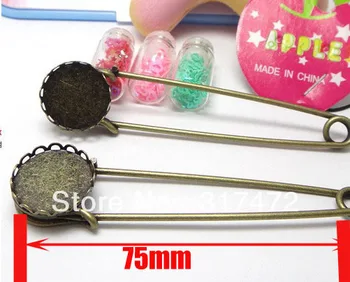 

Free shipping!!! 16mm Round Basic Long 75mm Kilt Brooch Pin Mental Brooch Pin Finding
