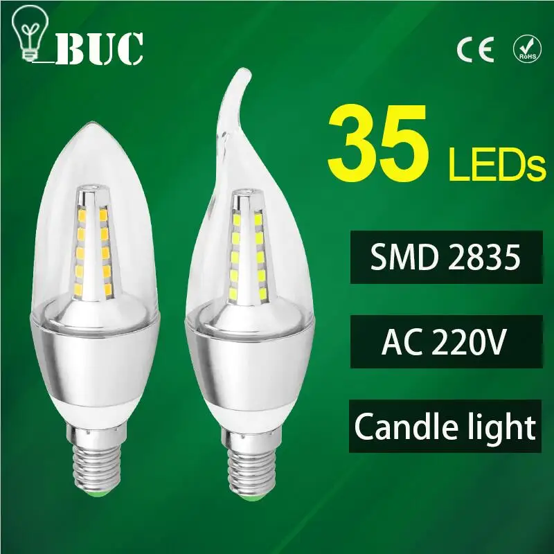 

High Power LED Bulb Candle Light E14 SMD5730 5W 7W AC 220V 240V Cold Warm White Chandelier Lamps Spot light Energy Saving Bulb
