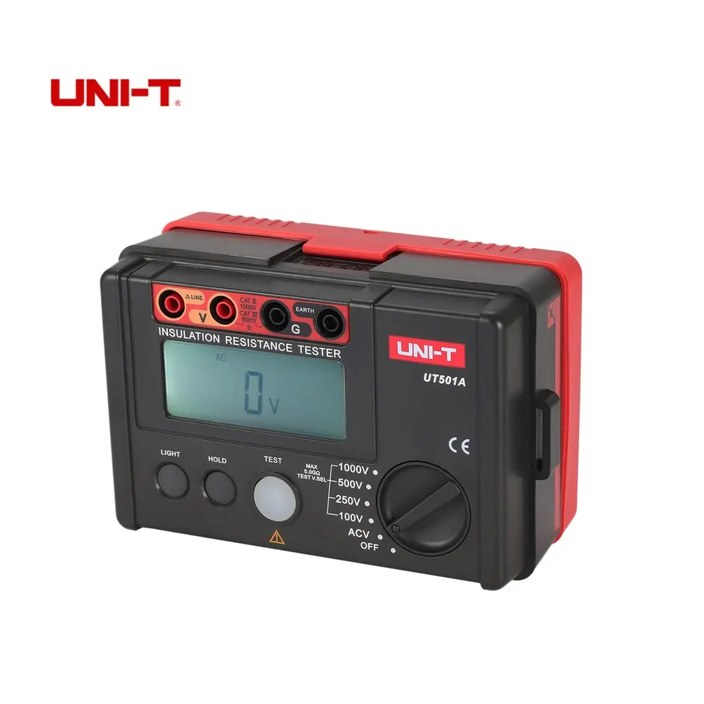 

UNI-T UT501A Digital Insulation Resistance Meter Ground Tester Megohmmeter Voltmeter High Voltage Input Alarm Backlight 1000V