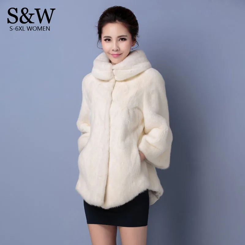 

Plus Size 5XL 6XL Women Winter Coats Turtleneck White Synthetic Fur Coat Mink Fur Rabbit Fur Coat Fake Fur Jackets