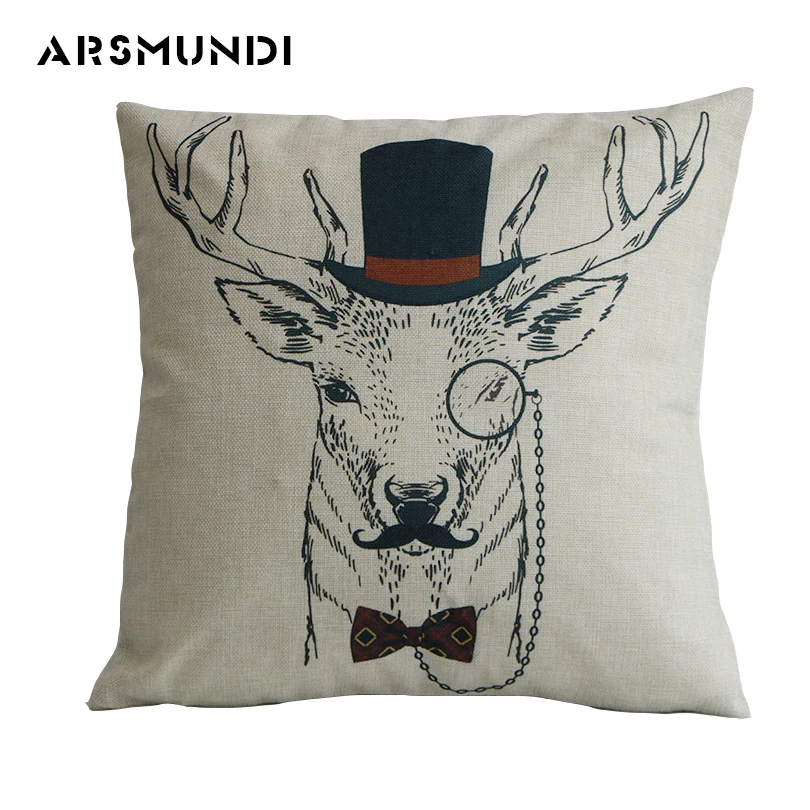 

Nordic Cushion Cover Deer And Antlers Geometric Pillowcases Sham Home Sofa Bedding Decor Cushions Decor Throw Pillow Cover