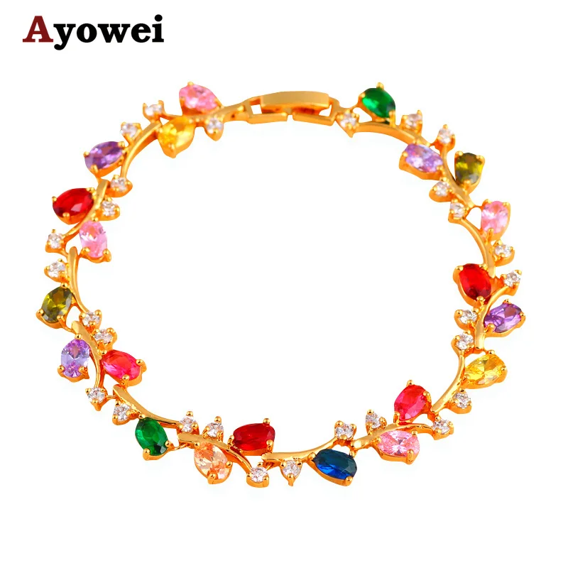 Очаровательный стиль цвета желтого золота цвет циркония брендовые браслеты для женщин Здоровье никель и свинец модные ювелирные изделия TB1009A