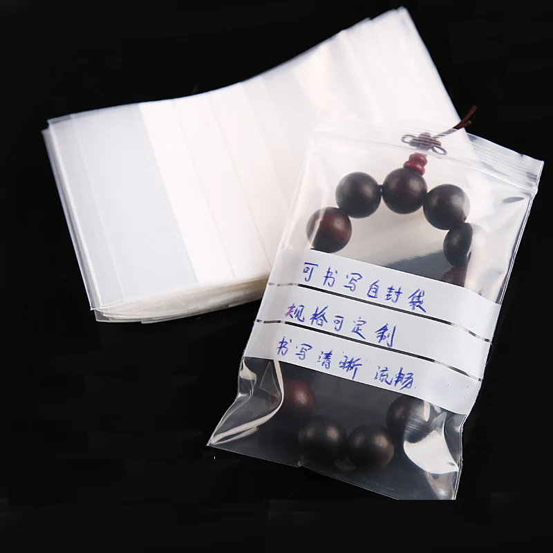 Handwriting 8x12cm Self Zip Lock Plastic Jewelry Bags Transparent Earrings Small Plastic Bag For