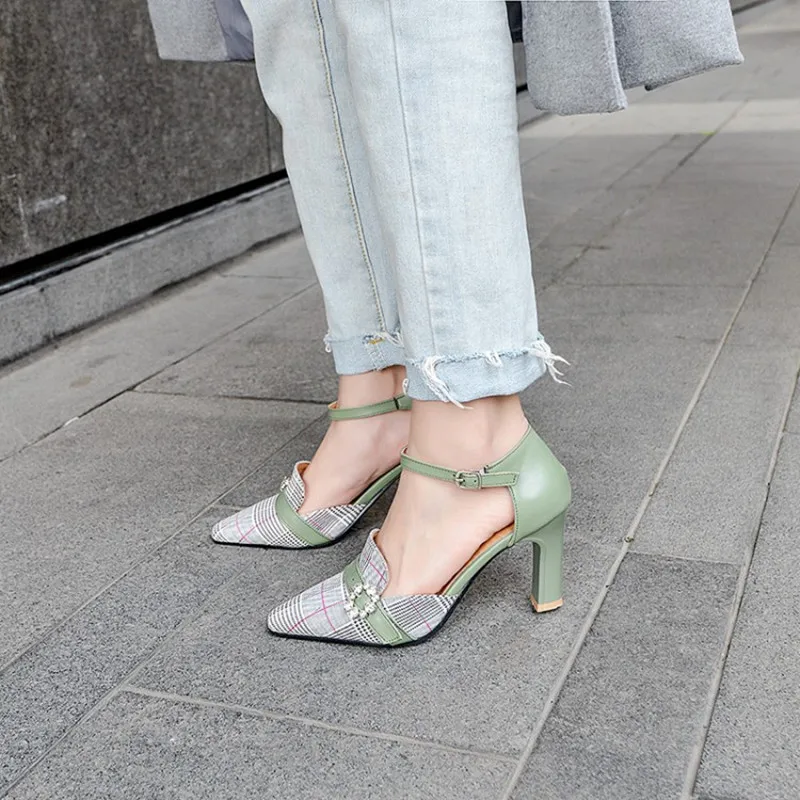 Najtaniej Plus rozmiar 34 46 moda kobiety pompy sandały tkanina żakardowa chusta szpilki letnie szpiczaste buty z palcami Casual Sexy Party klamra