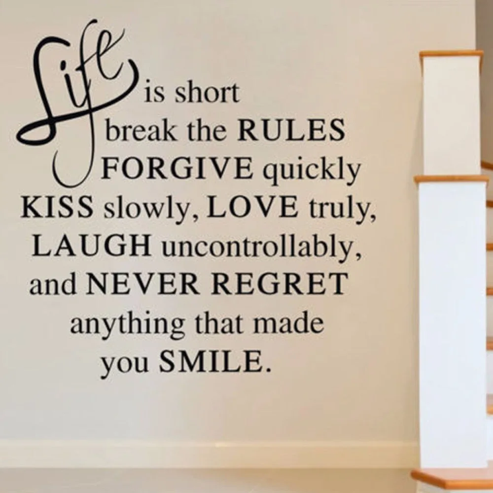 Life Is Short Love Quote Wall Sticker Vinyl Decal Home Room Decor Simple English Decals