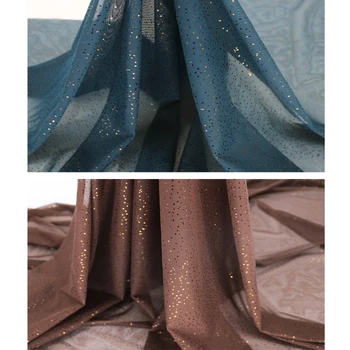 

100cm*140cm Gold Embossed Mesh Material For Dancing Dress Stretch Fabric Net Italy