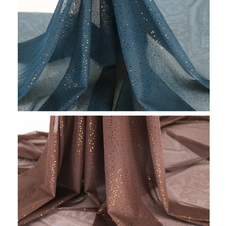 

Gold Embossed Mesh Material For Dancing Dress Stretch Fabric Net Italy