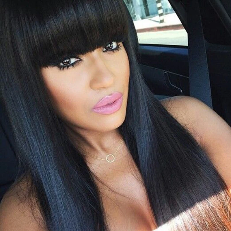 Instagram Glueless silky straight synthetic wigs for black women half handmade straight lace front wigs with