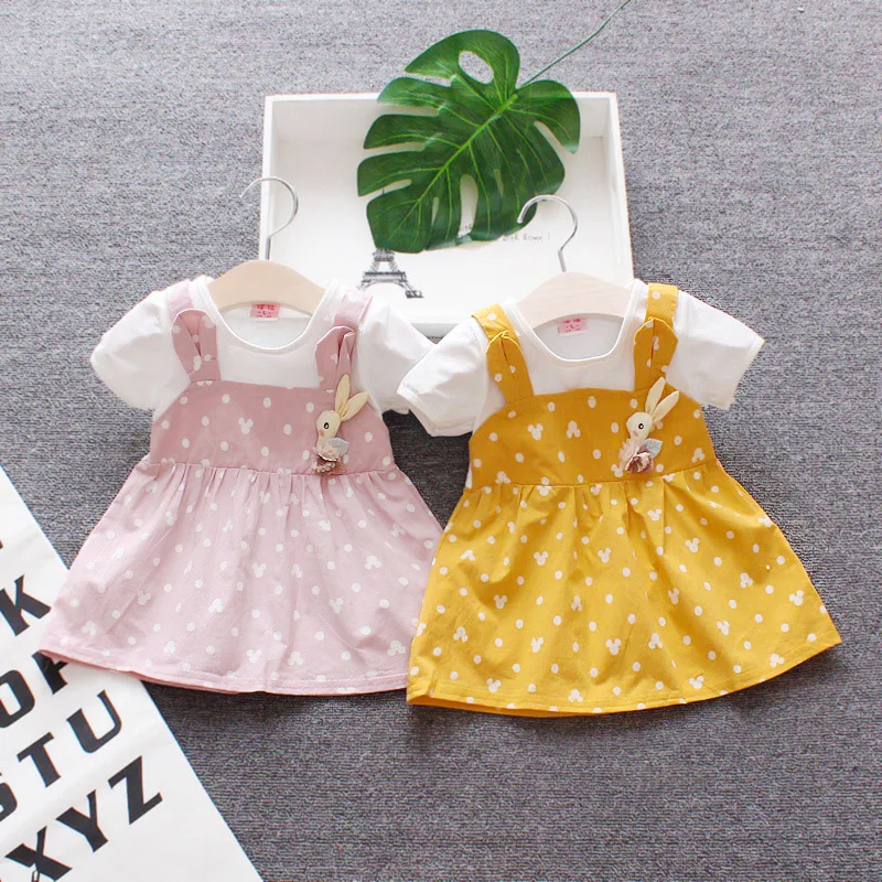 

Baby Girls Dress cute rabbit Baby girl summer clothes 2019 fashion Dot girls Princess dress for 0-2years Cotton Clothing