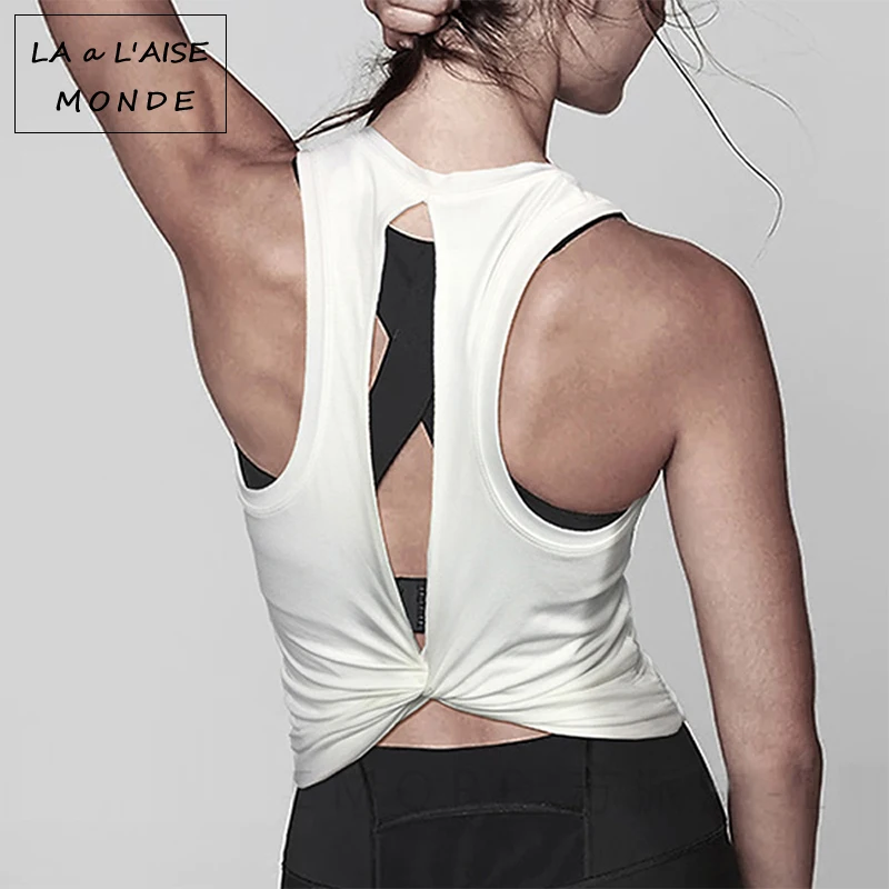 

2019 Women's Sports Wear Gym Open Back Yoga Sport Top Jersey Woman Workout Tops For Women Fitness T Shirt Female Crop Top