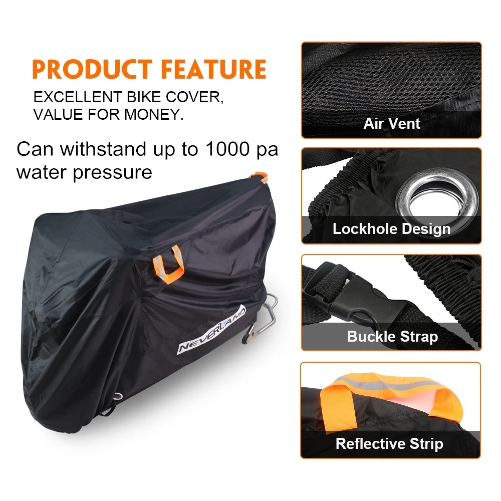 210D Oxford negro bicicleta motocicleta cubre XXL tamaño polvo impermeable al aire libre lluvia UV Protector moto UV cubierta