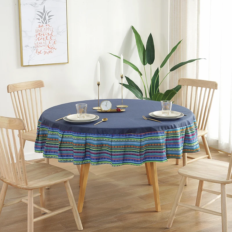 

Cotton Dining Table Cloth Round Tablecloth Waterproof Table Cover Hotel Banquet Table Cover for Event Wedding Party Tablecloth