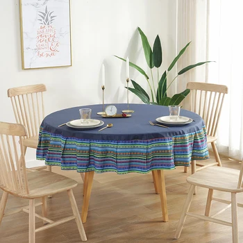 

Cotton Dining Table Cloth Round Tablecloth Waterproof Table Cover Hotel Banquet Table Cover for Event Wedding Party Tablecloth