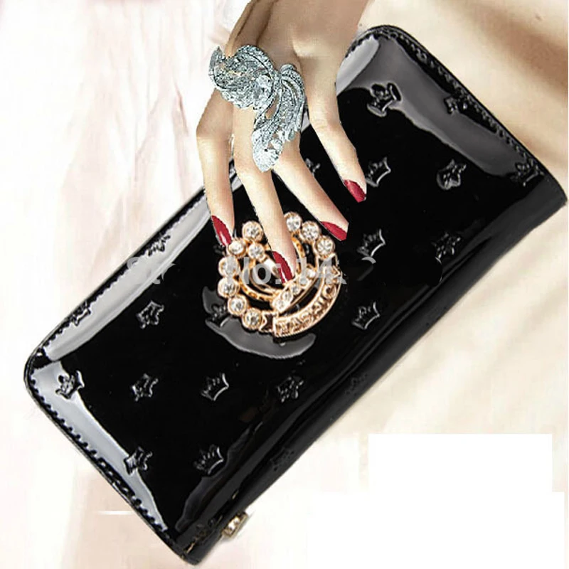 

Bogesi New 2018 Luxury Brand Women Long Fashion Patent Leather Wallet Female Clutch Ladies Phone Purse Coin Credit Card Holder