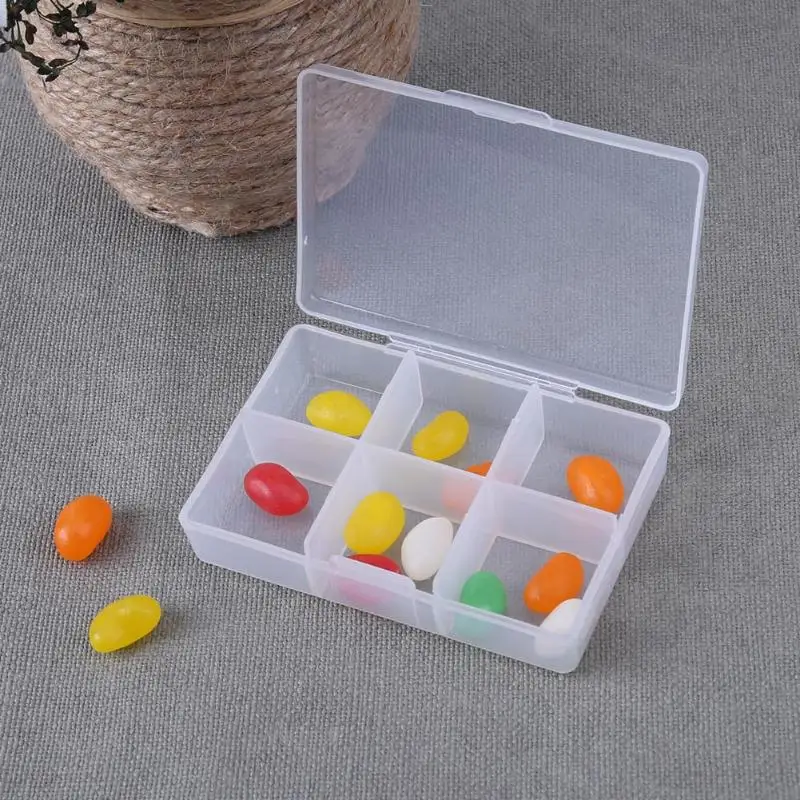 

6 Grids Portable Pill Box Folding Vitamin Medicine Drug Container Pill Case Container for Healthy Care