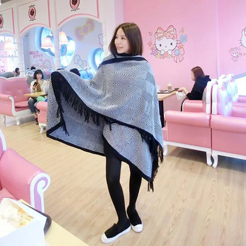New Women Blanket Oversized font b Tartan b font Scarf Wrap Shawl black and white stripe