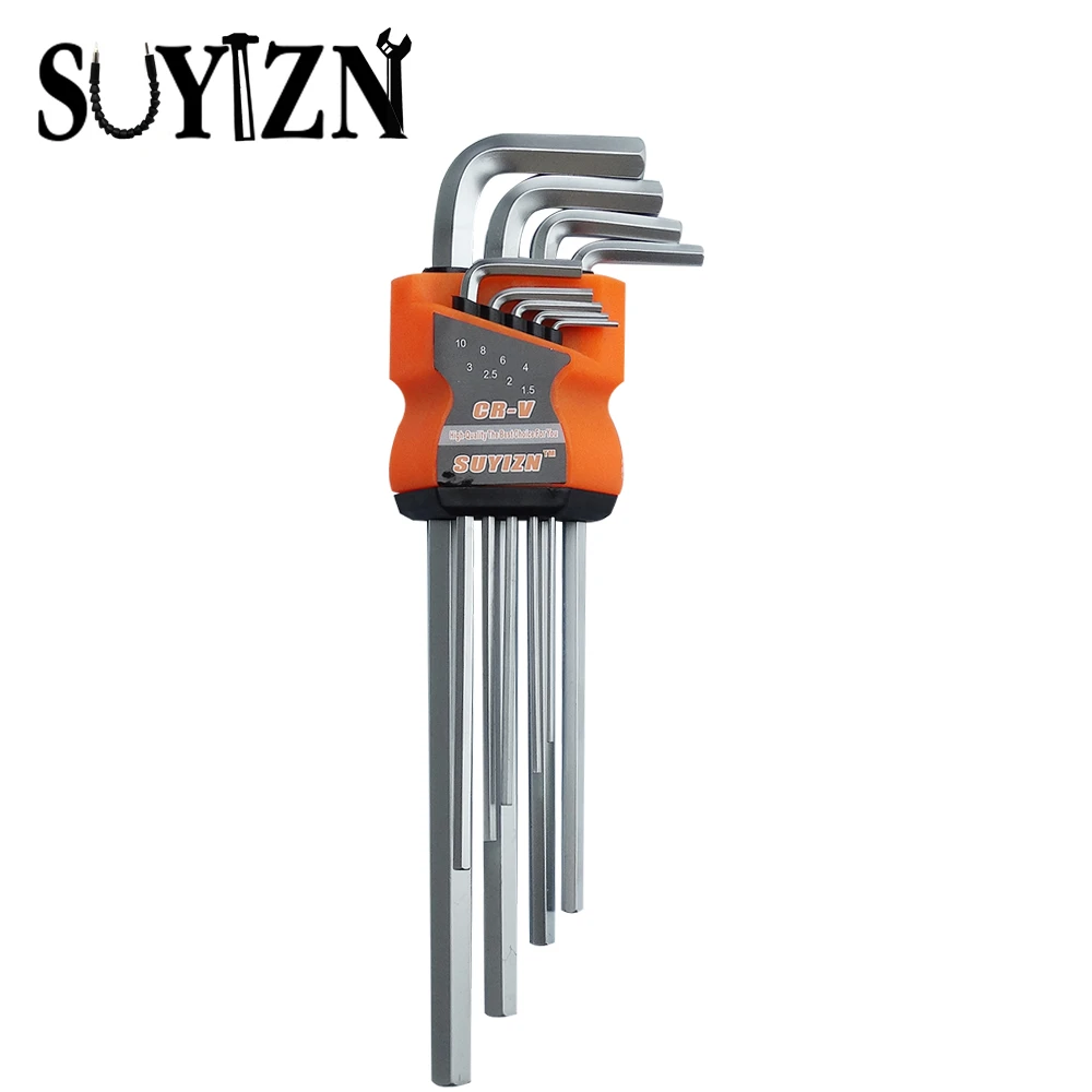 9pcs/set Long Hex Wrench Tool Inbus Spanners L Shape Allen Wrench