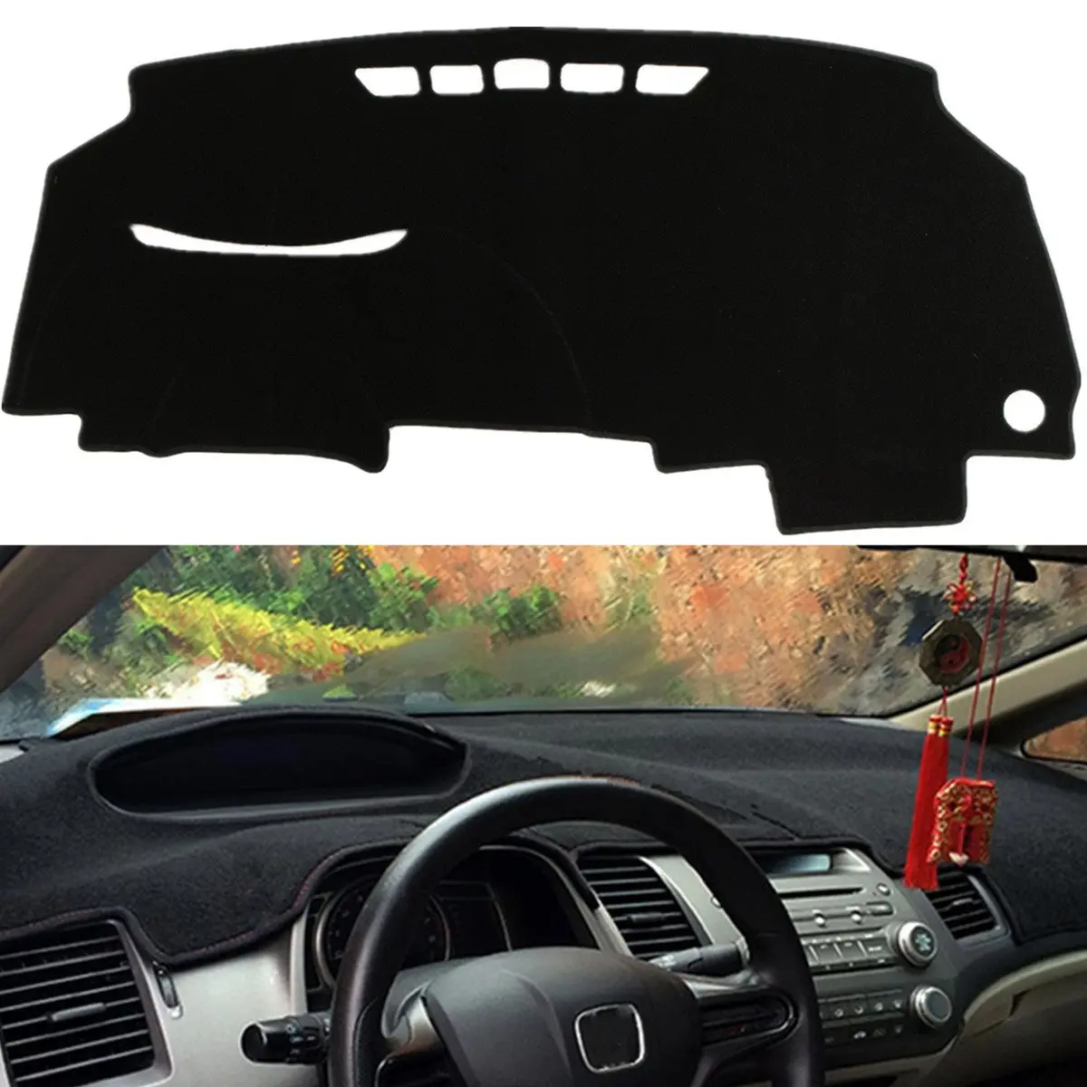 

Black Dash Mat Dash Cover Mat Dashboard Cover Polyester Fiber For Honda /Civic 8th 2006 - 2010