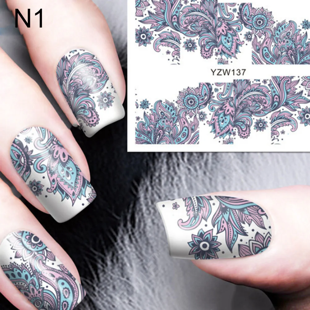 

New Arrival 1 Sheet Blooming Flower Nail Art Water Decals Transfer Sticker