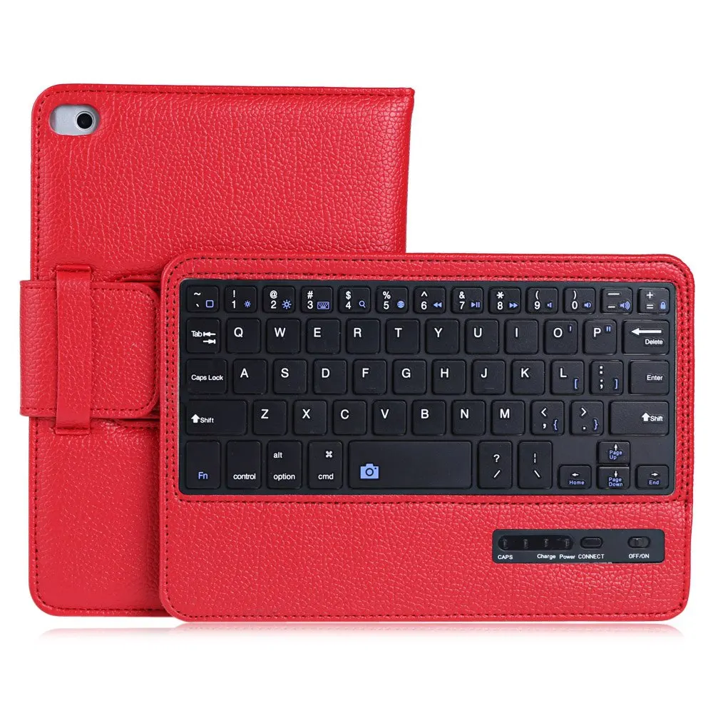 

Hot Selling Lychee Leather Removable Wireless Bluetooth Keyboard Magnetic Stand Folio Protective Cover For iPad Mini 1 To 4