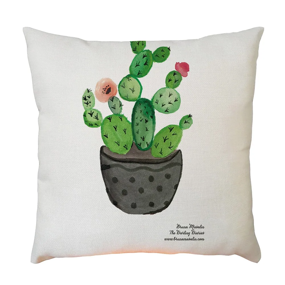 

Cartoon style Cactus plant print Pillow cover 45 * 45cm Soft Comfortable Sofa Waist Throw Cushion Cover Home Decoration